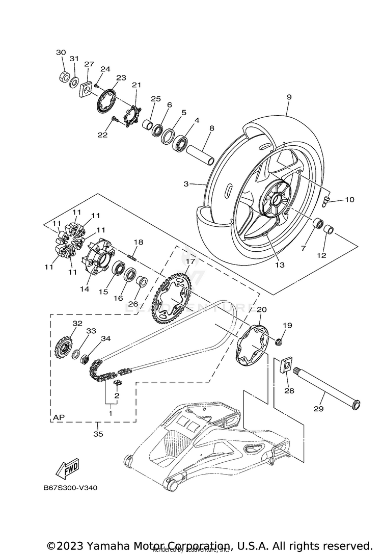 Rear Wheel MT10 - MT10LCB - 2020 Schematic