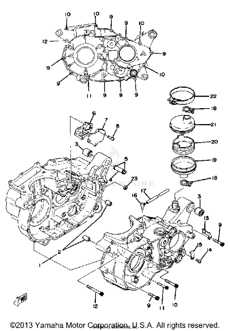 Crankcase XT500E_205 - 1978 Schematic