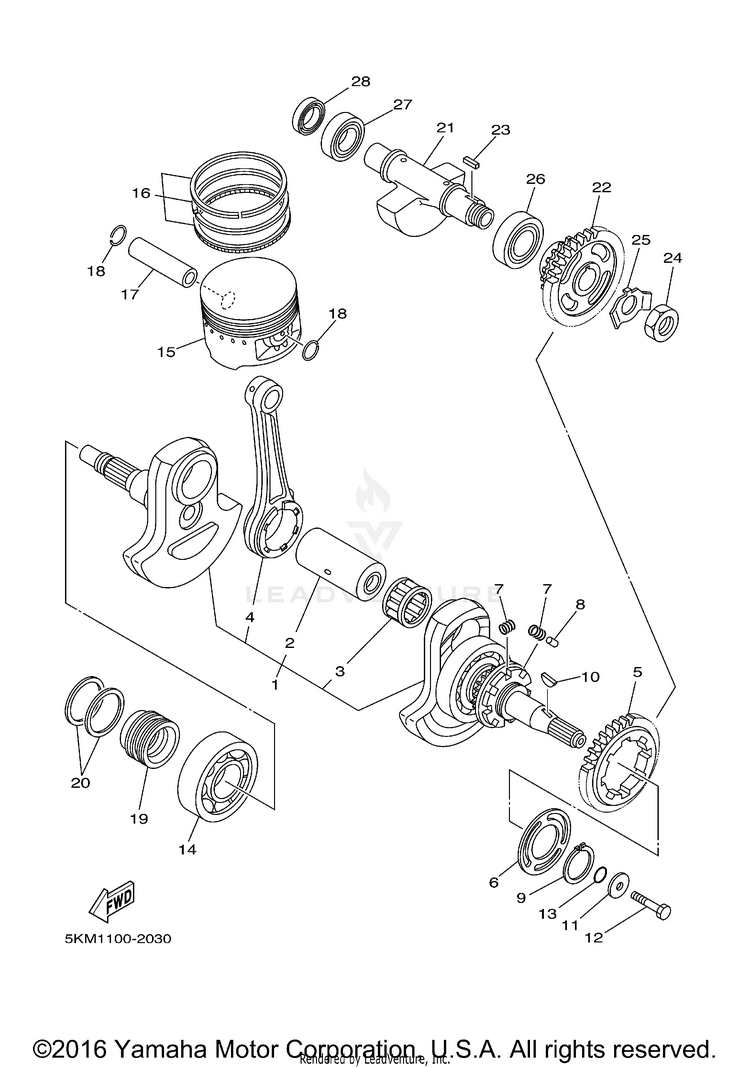 Crankshaft Piston GRIZZLY 660 - YFM66FAT - 2005 Schematic