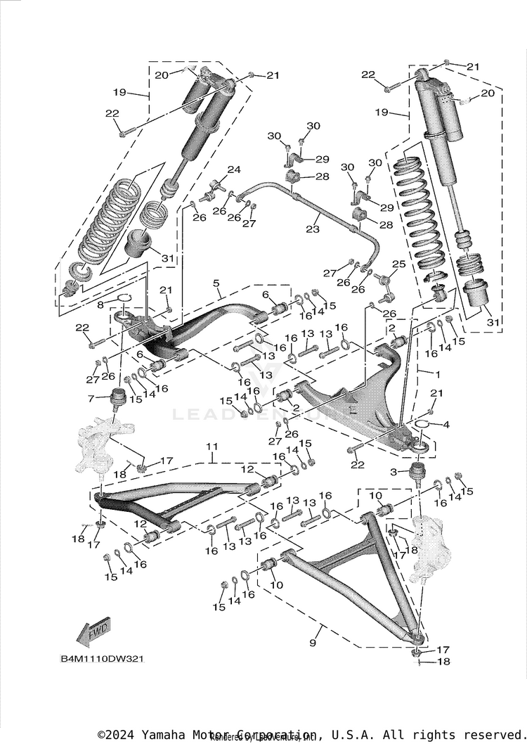Front Suspension Wheel WOLVERINE RMAX 2 - YXE10WPAMS - 2021 Schematic