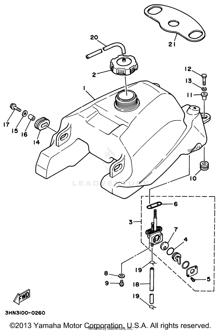 Fuel Tank BIG BEAR 4WD (ME & NH Only) - YFM350FWF_MNH - 1994 Schematic