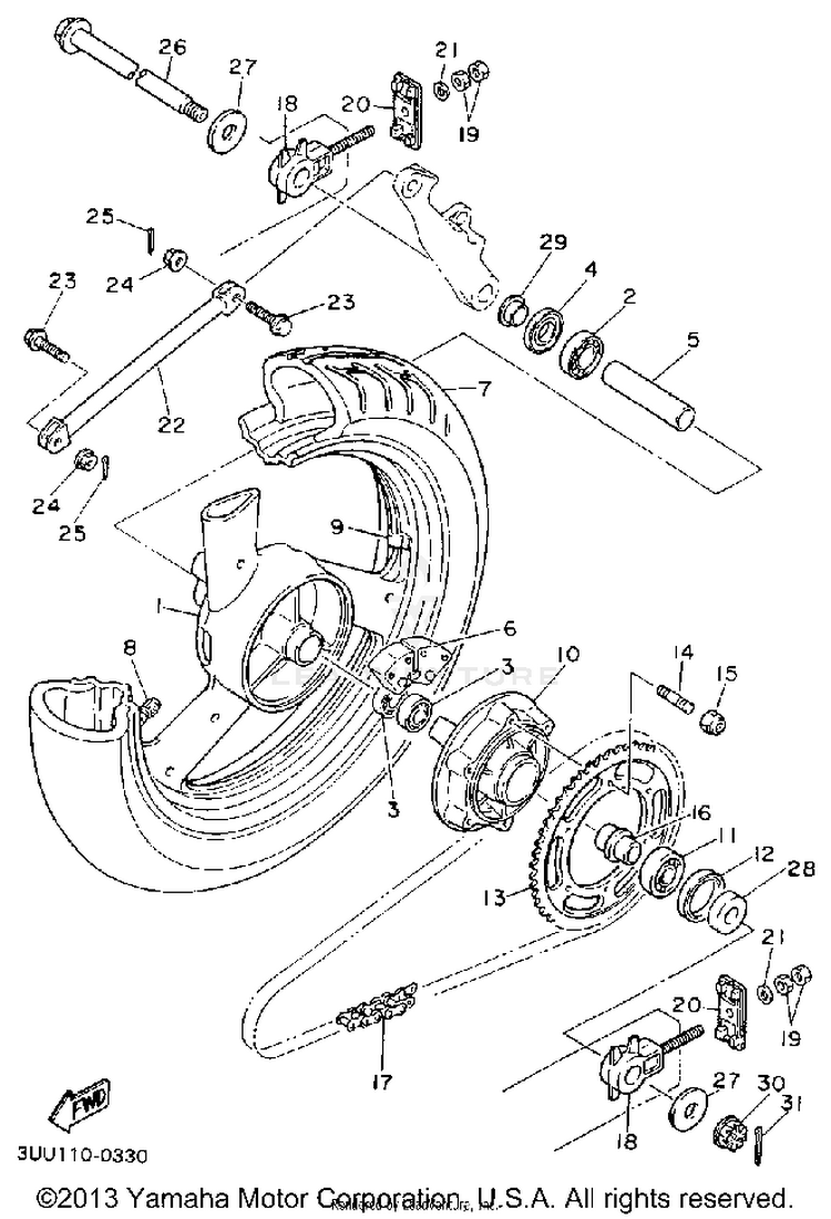 Rear Wheel FZR600RAC - 1990 Schematic