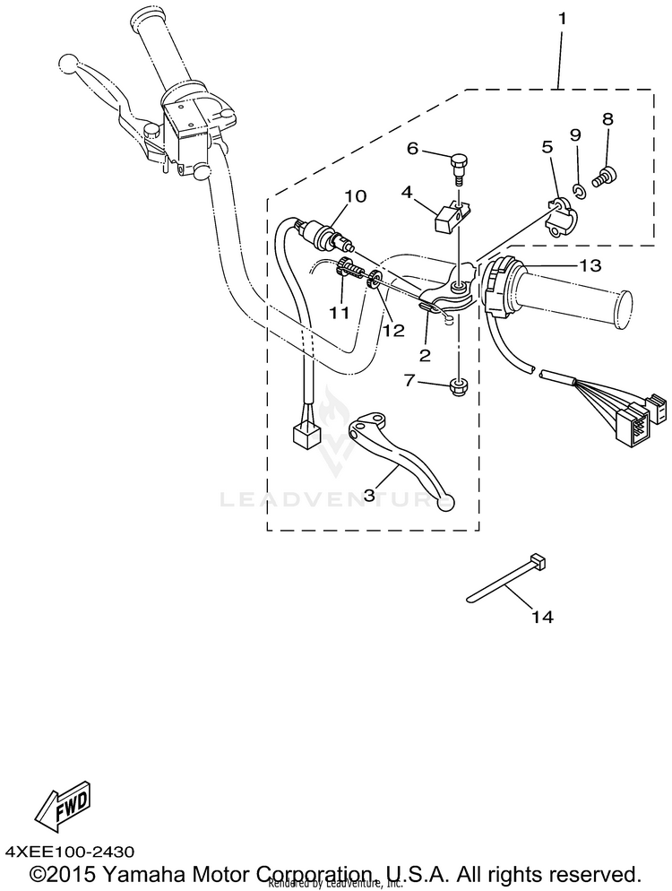 Handle Switch Lever BEAR TRACKER 2WD_REALTREE - YFM250XHP - 2002 Schematic