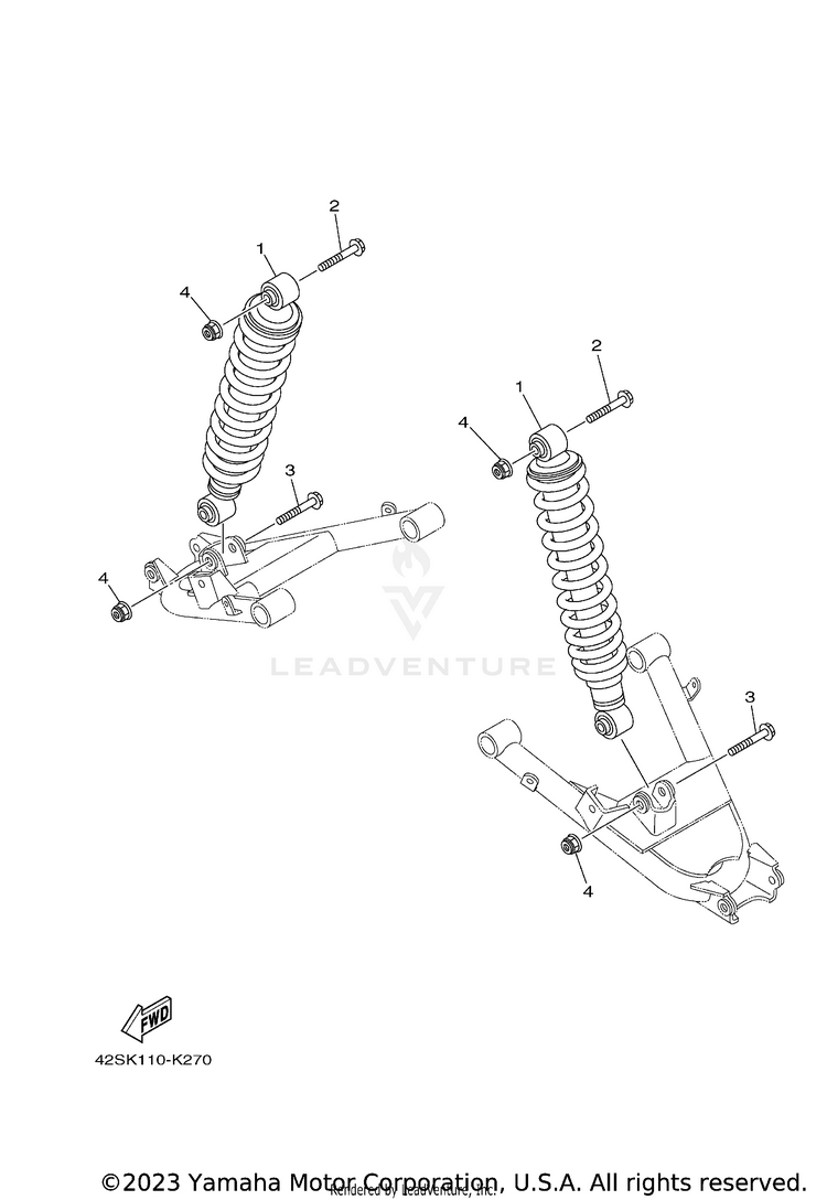 Rear Suspension RHINO 700 - YXR7FAGR - 2011 Schematic