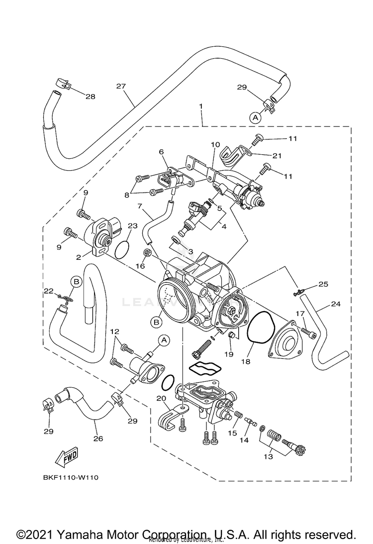 Throttle Body Assy 1 RAPTOR 700R SPECIAL - YFM70RCCMW - 2021 Schematic