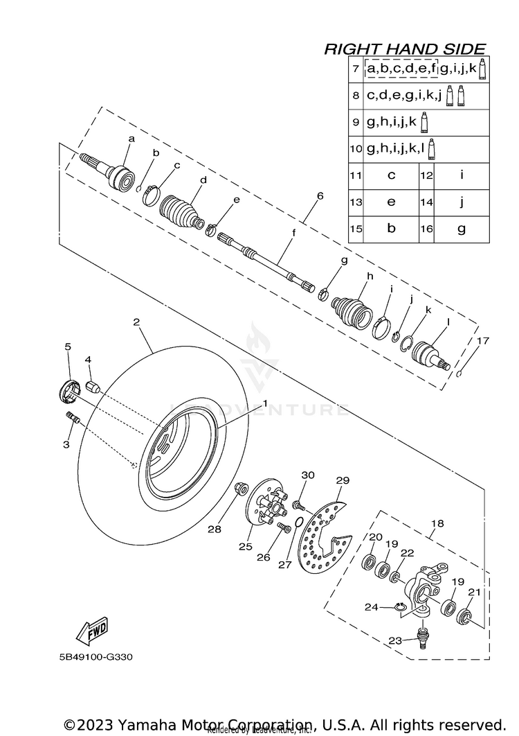 Front Wheel 2 RHINO 700 FI  SPECIA - YXR7FSEYB - 2009 Schematic