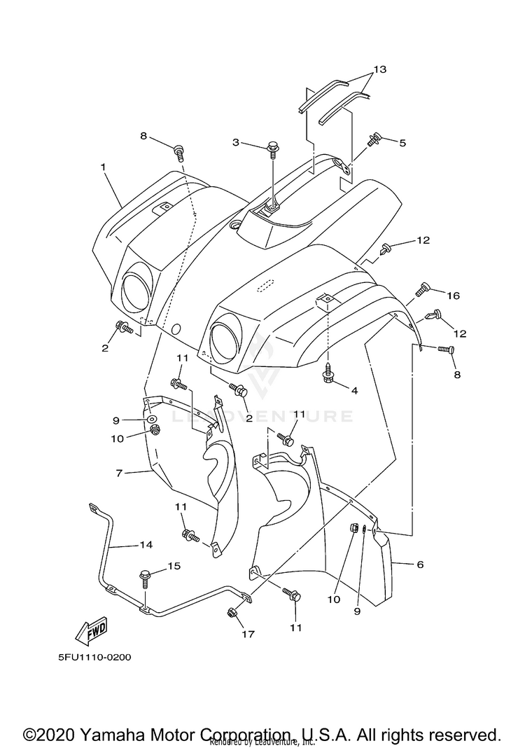 Front Fender BIG BEAR 2WD YFM400H - YFM400HN - 2001 Schematic