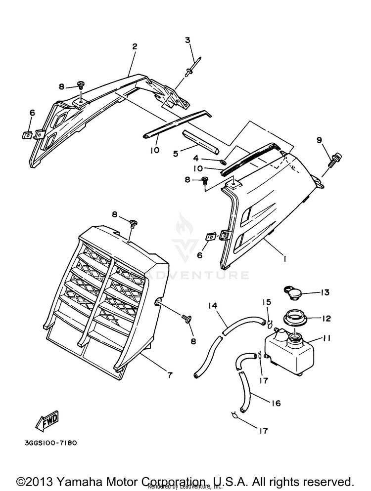 Side Cover BANSHEE - YFZ350J - 1997 Schematic