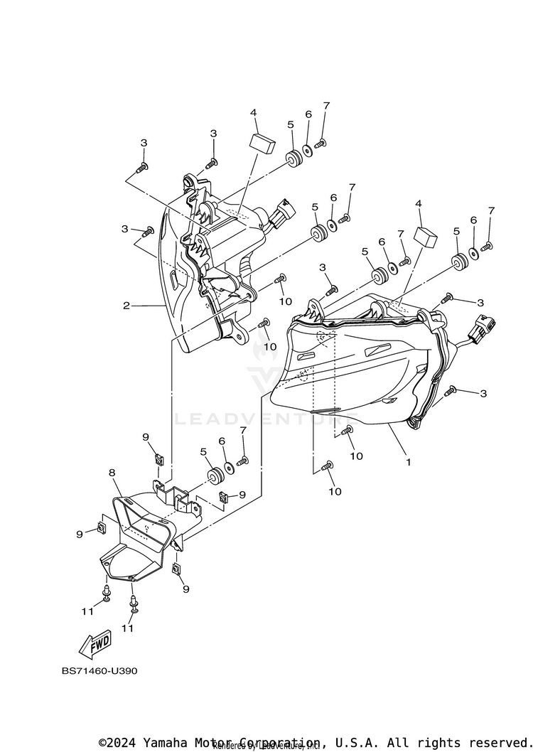 Headlight YZFR3 - YZFR3LL - 2020 Schematic
