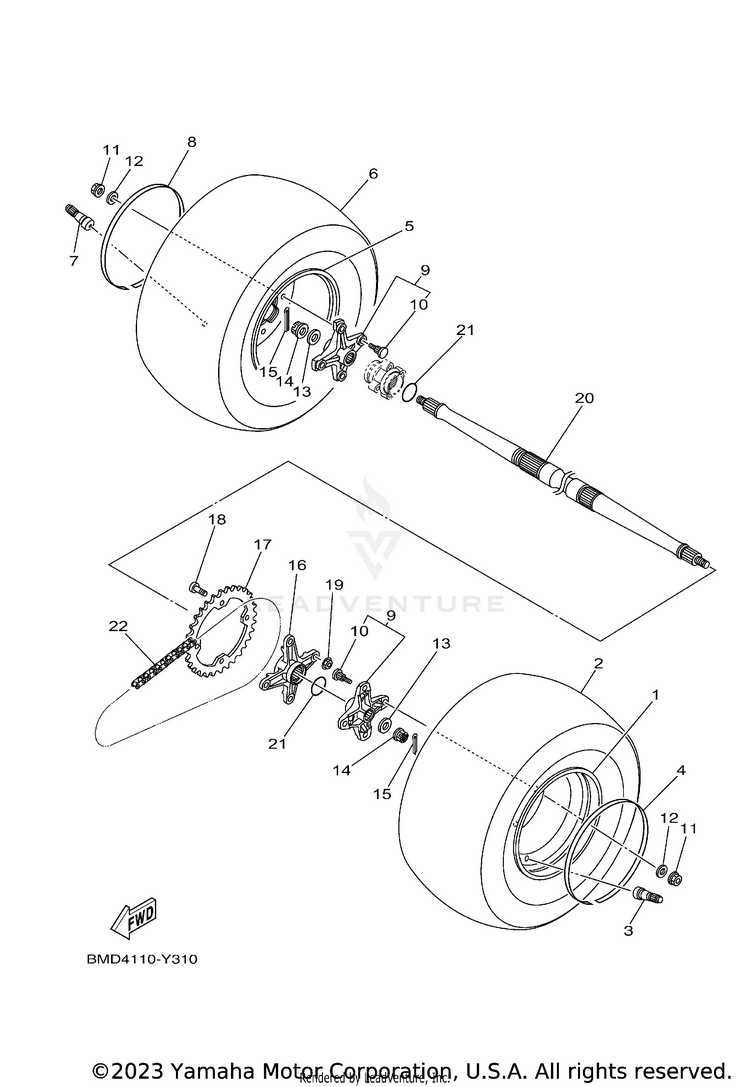 Rear Wheel RAPTOR 700R SE CAL - YFM70RCCRD - 2024 Schematic