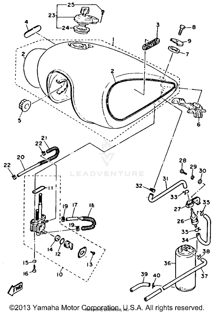Fuel Tank California Model Only Schematic