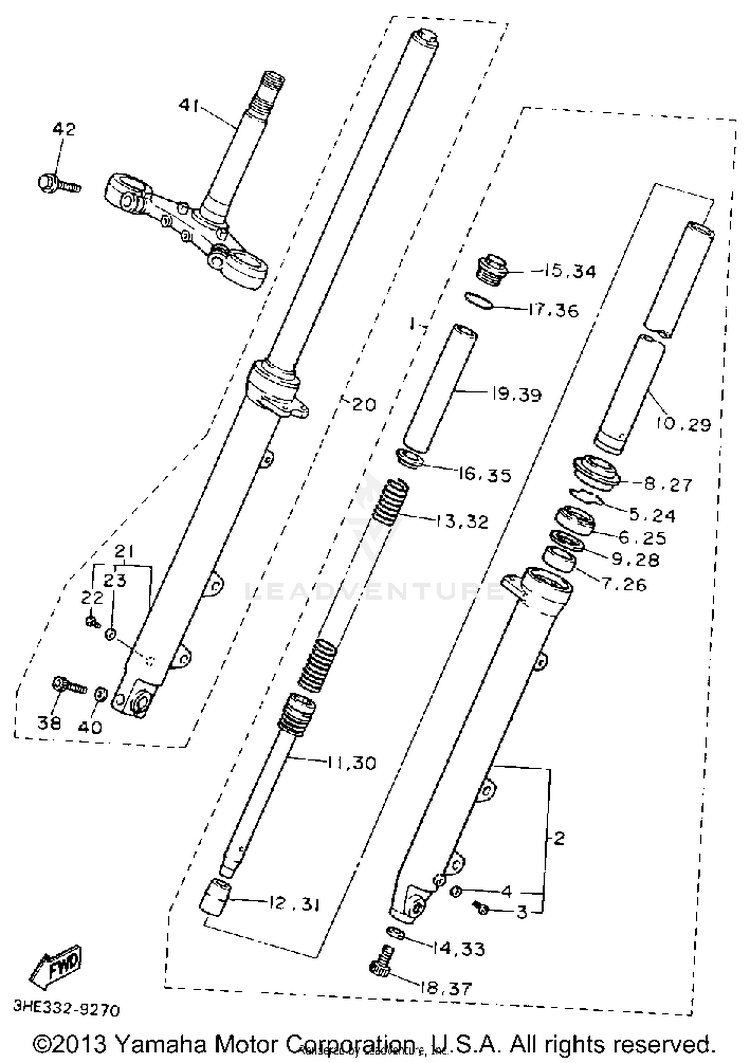 Front Fork FZR600RAC - 1990 Schematic