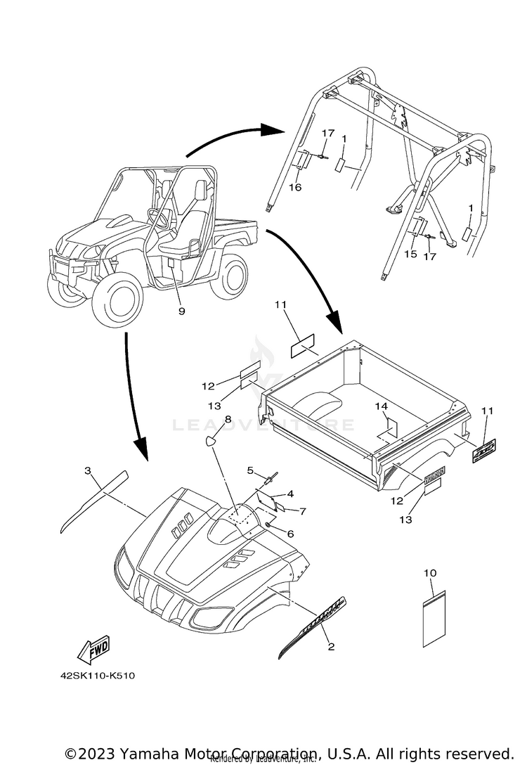 Emblem Label 1 RHINO 700 - YXR7FAGR - 2011 Schematic