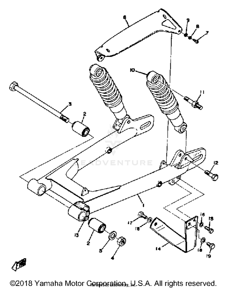 Rear Arm Rear Cushion Chain Case AT3_CT3 - AT2 - 1972 Schematic
