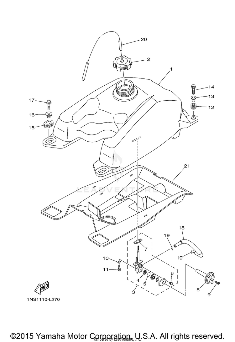 Fuel Tank GRIZZLY 350 4WD - YFM35FGDGR - 2013 Schematic