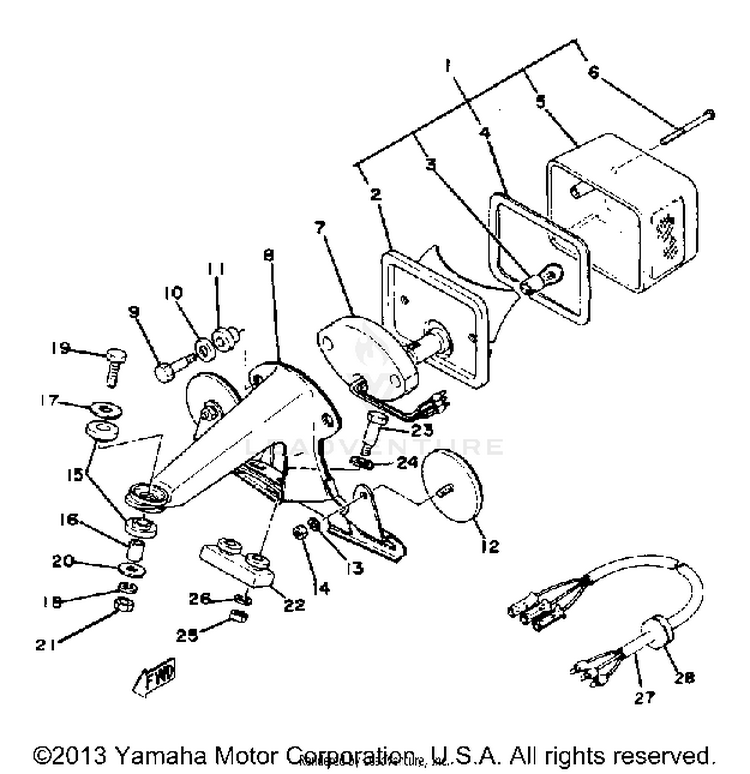 Tail Lamp XT500E_205 - 1978 Schematic