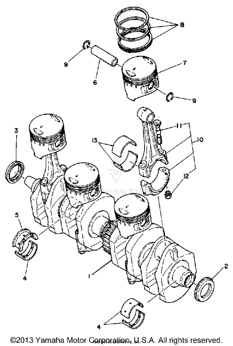 Crankshaft Piston XS1100G - 1980 Schematic