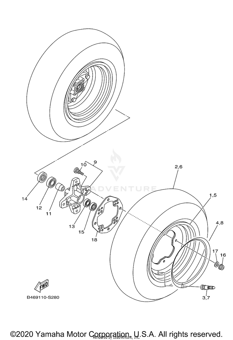 Front Wheel RAPTOR 700R SE - YFM70RSSLM - 2020 Schematic