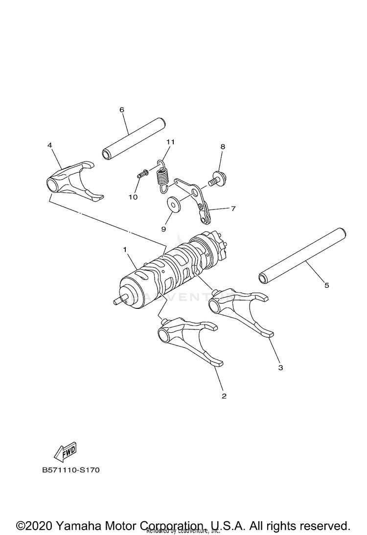Shift Cam Fork YXZ1000R SS SE CAL - YXZ10YCCMW - 2021 Schematic