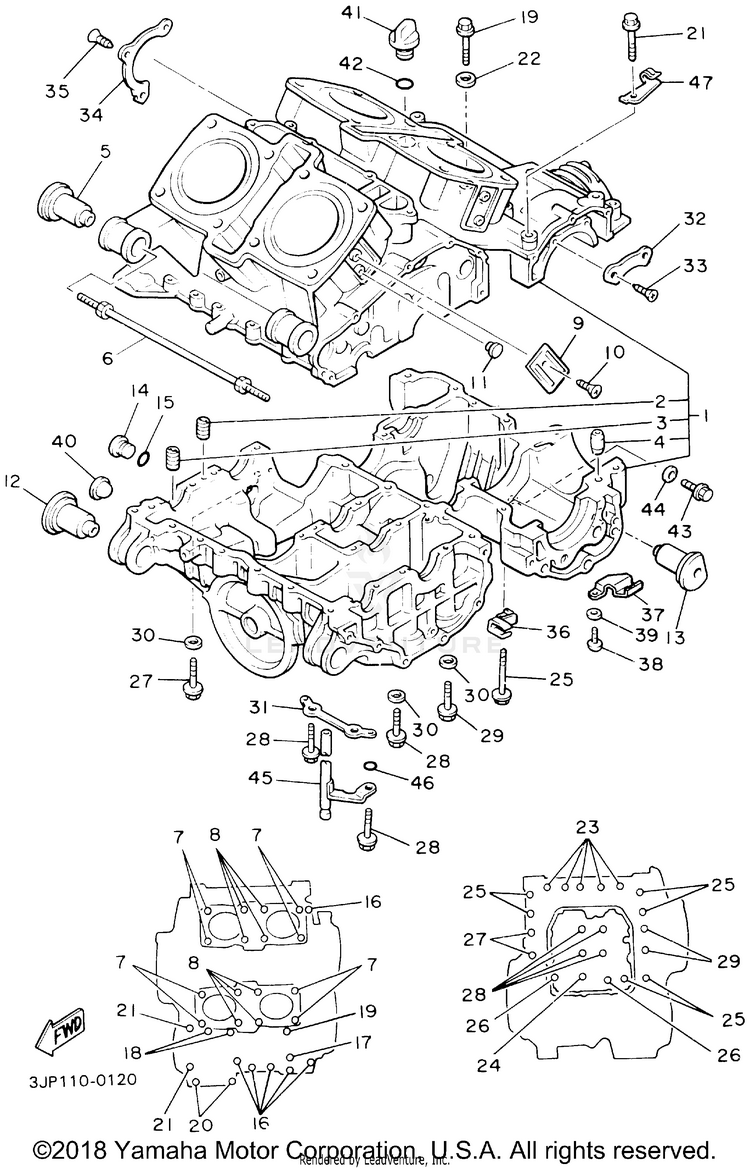 Crankcase V-MAX - VMX1200PC - 2002 Schematic