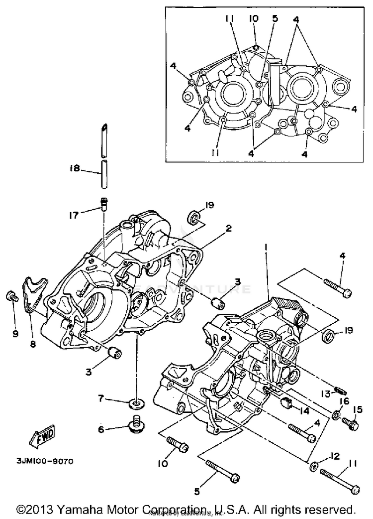 Crankcase BLASTER - YFS200B - 1991 Schematic