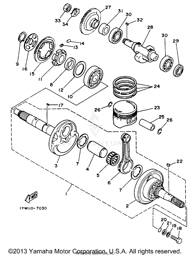 Crankshaft - Piston BIG BEAR 4WD (ME & NH Only) - YFM350FWE_MNH - 1993 Schematic