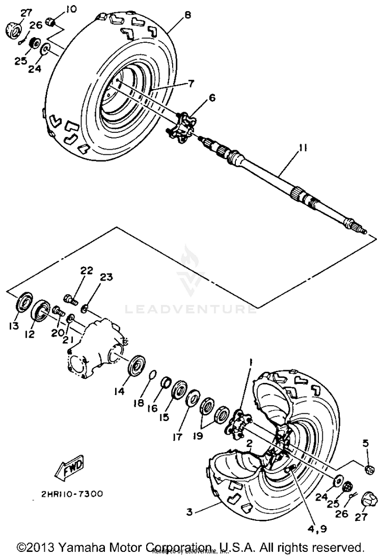 Rear, Wheel BIG BEAR 4WD - YFM350FWD - 1992 Schematic