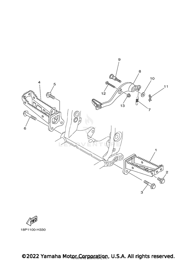 Stand & Footrest YFZ450R SE - YFZ45YSSNB - 2022 Schematic