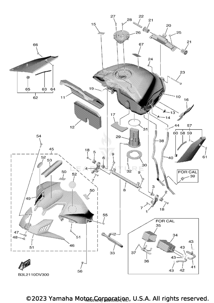 Fuel Tank YZFR1 - YZFR1LCB - 2020 Schematic