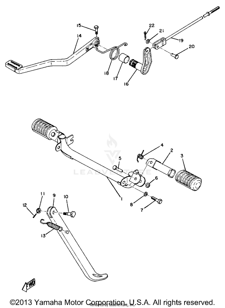Stand, Foot Rest & Rear Brake Pedal Schematic