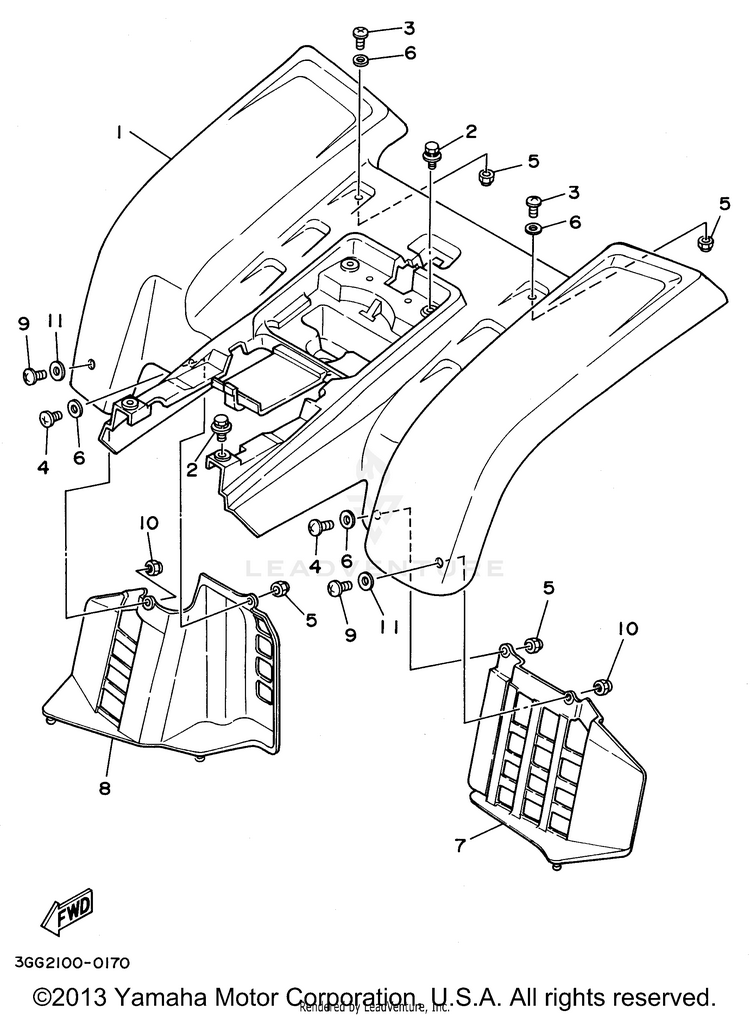 Rear Fender BANSHEE - YFZ350H - 1996 Schematic