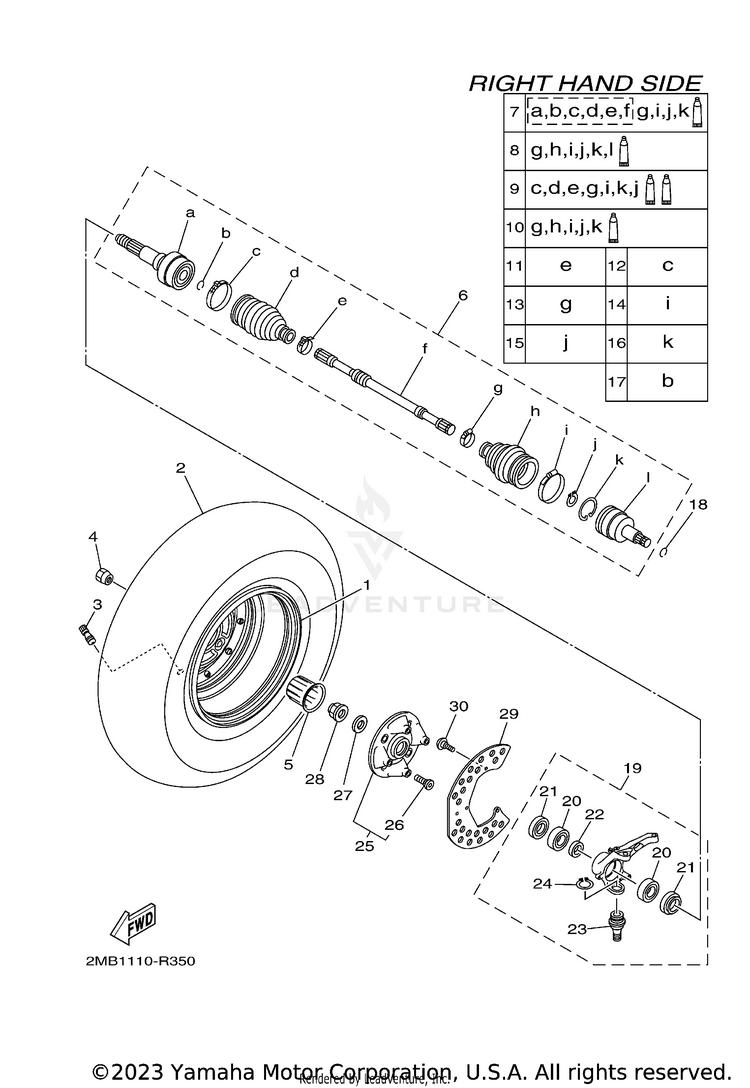 Front Wheel 2 WOLVERINE - YXE70WDBHG - 2017 Schematic