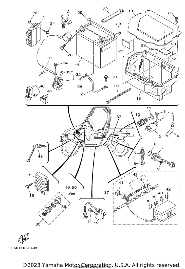 Electrical 1 RHINO 700 FI SPORT E - YXR7FSPY - 2009 Schematic