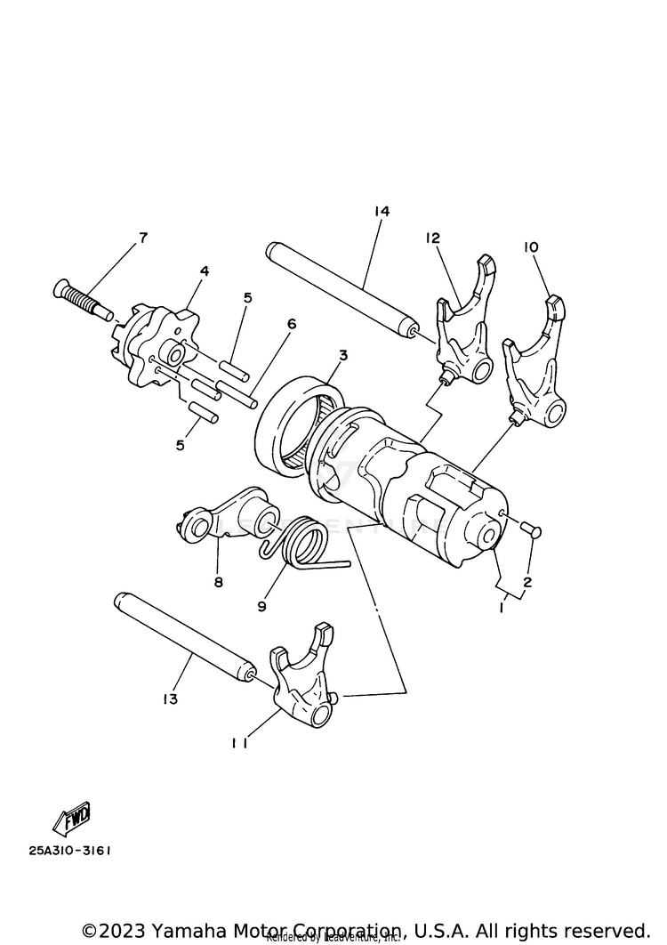 Shift Cam & Fork Schematic