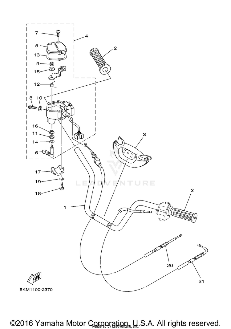 Steering Handle Cable GRIZZLY 600 METALLIC SILVER - YFM660FPS - 2002 Schematic