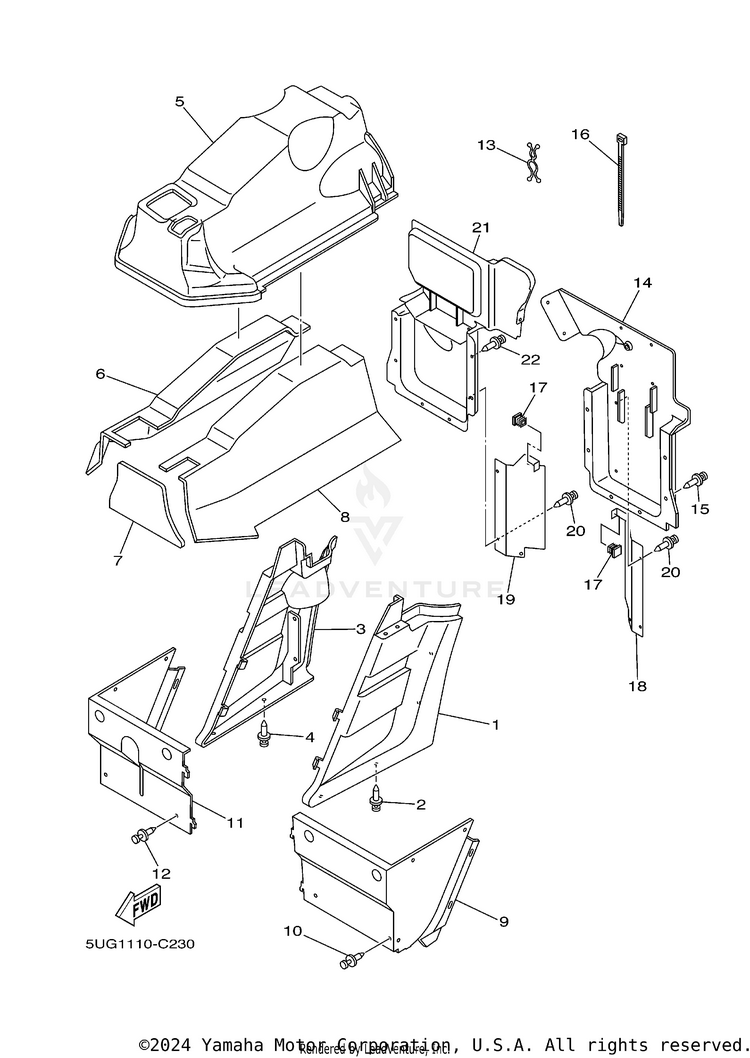 Side Covers RHINO 660 - YXR660FAS - 2004 Schematic