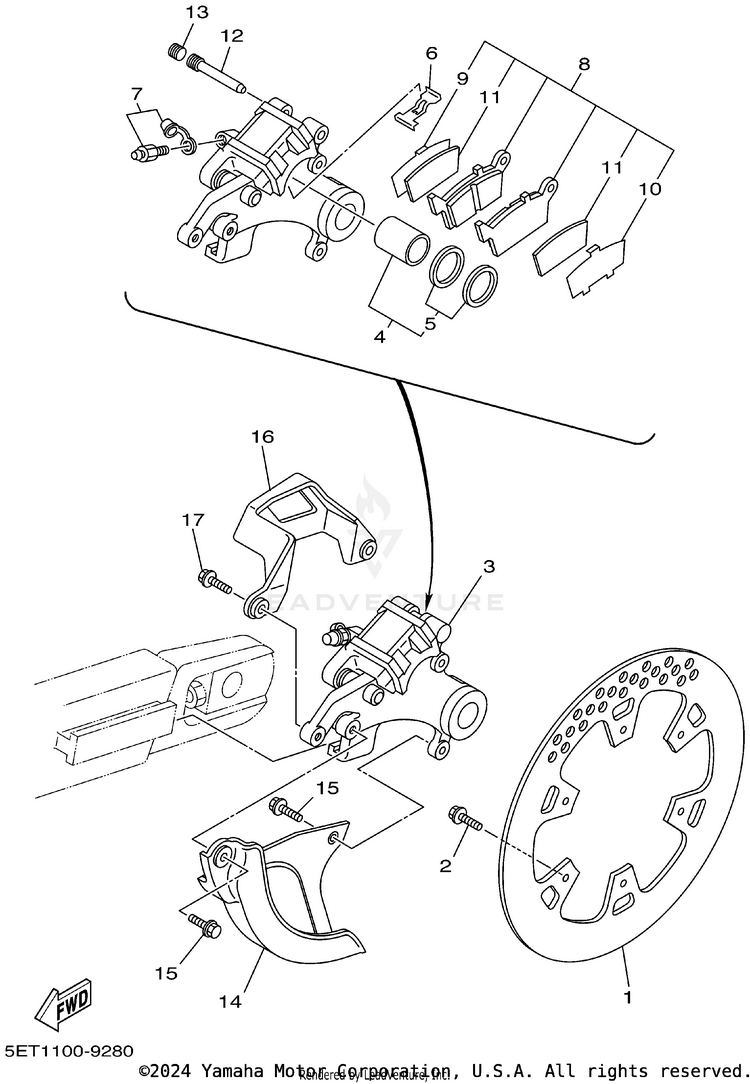 Rear Brake Caliper Schematic