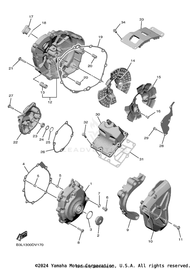 Crankcase Cover 1 YZFR1 - YZFR1MLC - 2020 Schematic