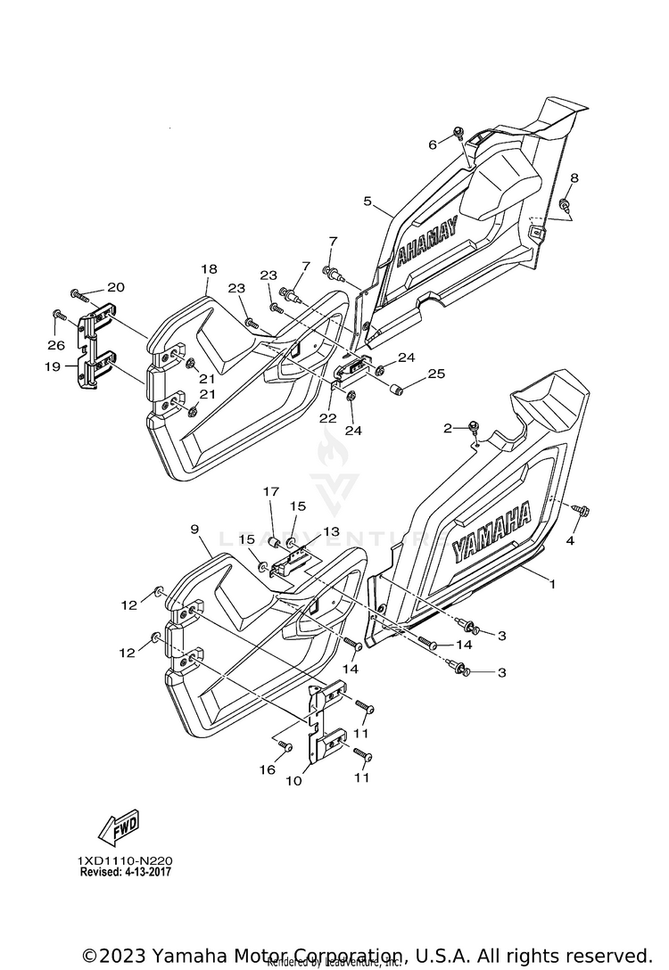 Side Cover VIKING 700 EPS - YXM700PEG - 2014 Schematic