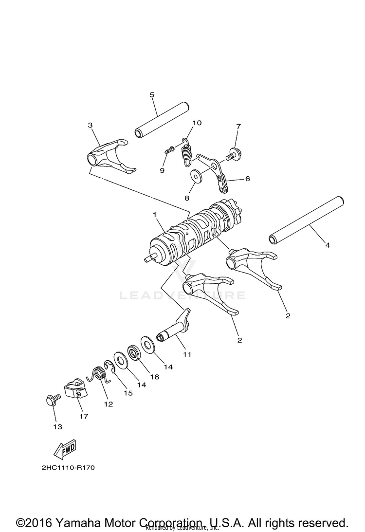 Shift Cam Fork YXZ1000R EPS - YXZ10YMXHO - 2017 Schematic