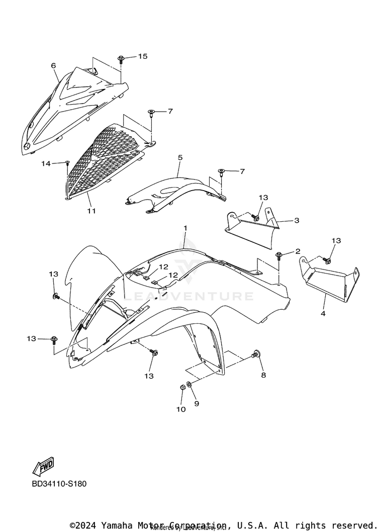 Front Fender RAPTOR 90 - YFM09RYXJL - 2018 Schematic