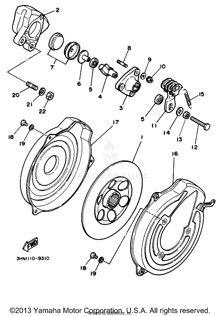 Rear Brake Caliper BIG BEAR (ME & NH Only) - YFM350FWD_MNH - 1992 Schematic