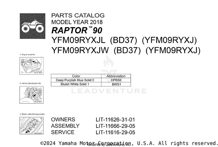 1 Title Page RAPTOR 90 - YFM09RYXJL - 2018 Schematic