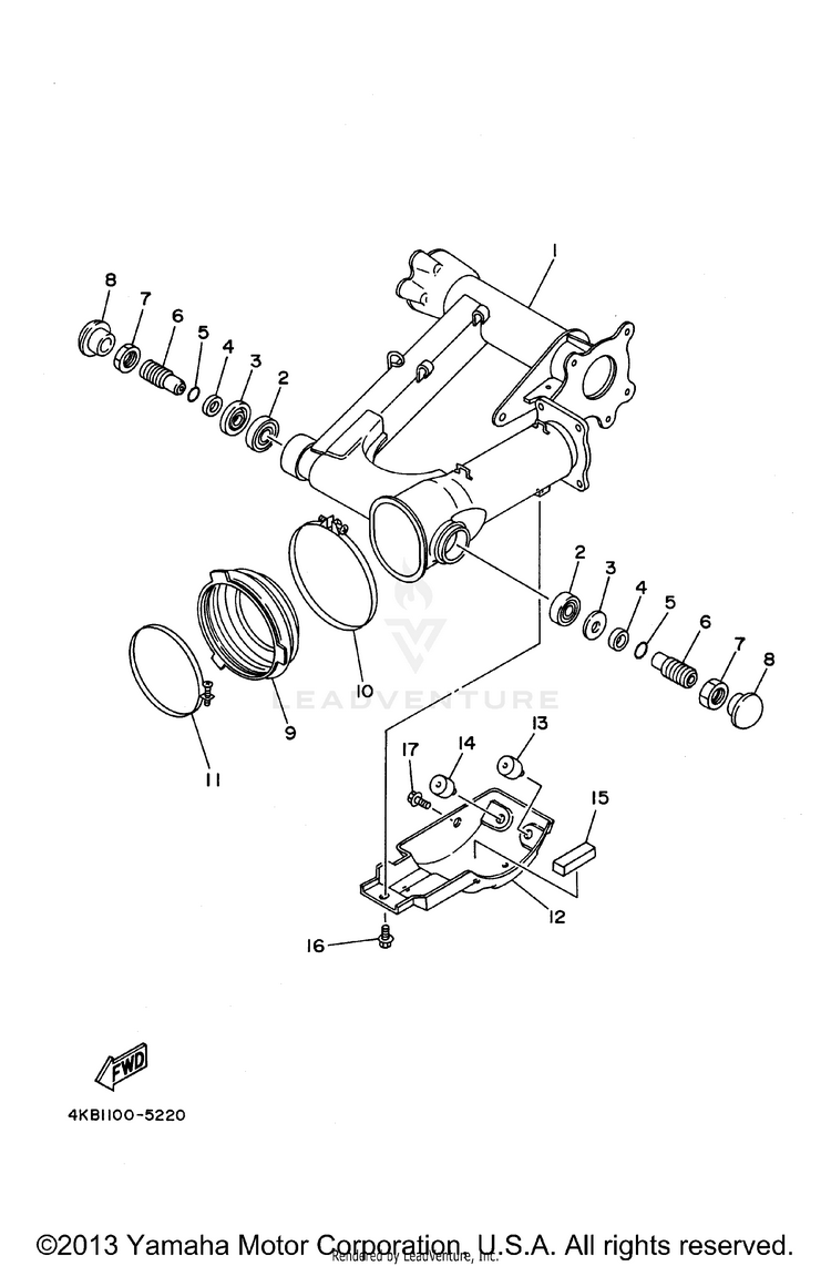 Rear Arm WOLVERINE 4WD - YFM350FXH - 1996 Schematic