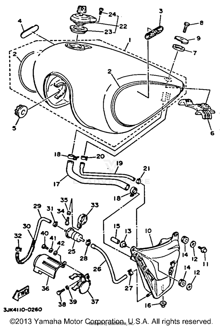 Fuel Tank Non California Model Schematic