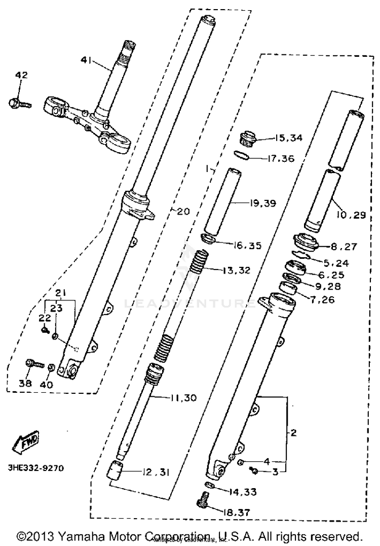 Front Fork FZR600AC - 1990 Schematic