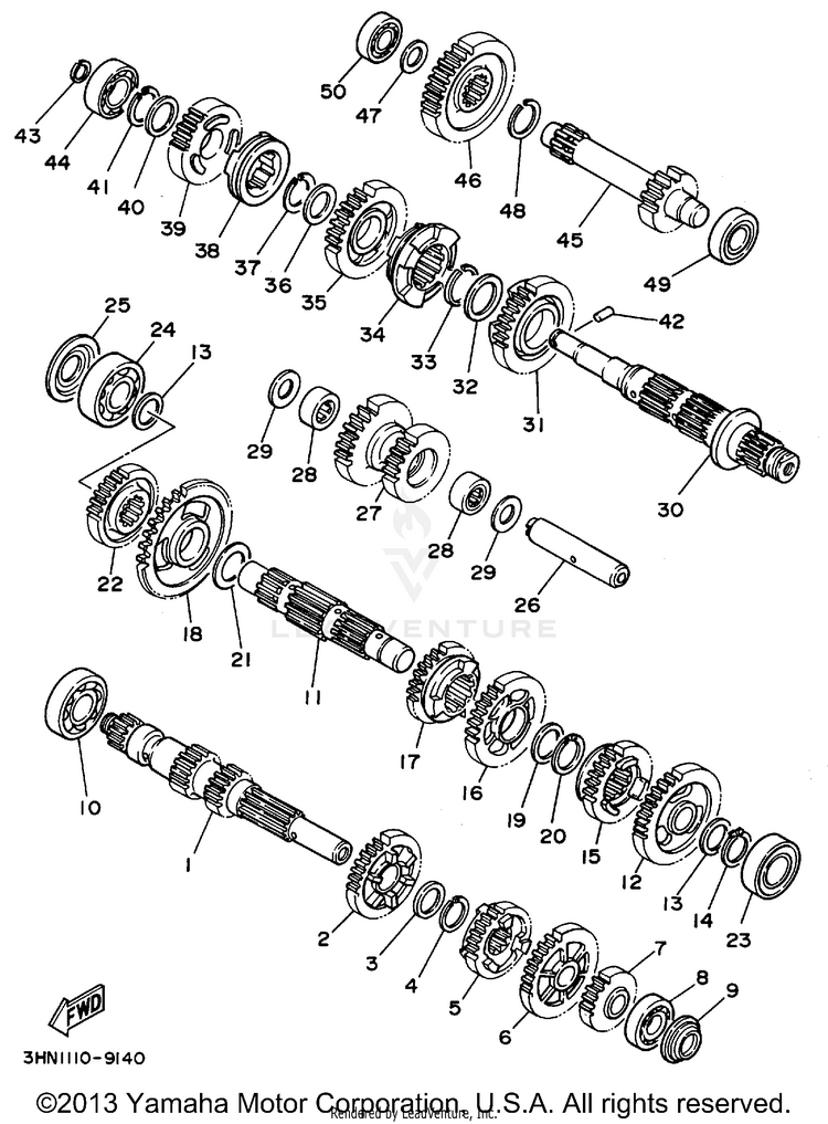 Transmission KODIAK 4WD - YFM400FWF - 1994 Schematic