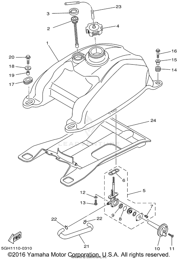 Fuel Tank KODIAK 4WD - YFM400FAP - 2002 Schematic