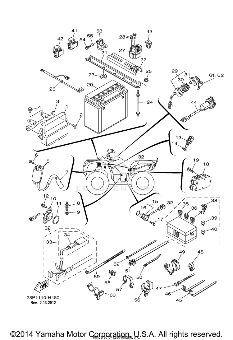 Electrical 1 GRIZZLY 700 FI 4WD - YFM7FGZB - 2010 Schematic
