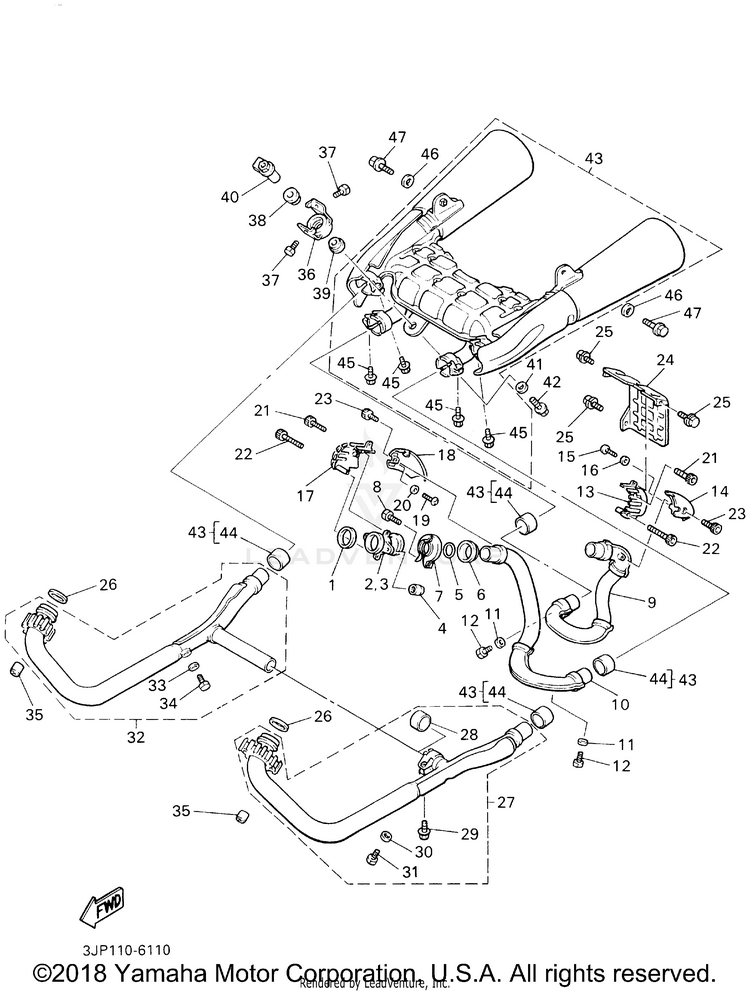 Exhaust V-MAX - VMX1200MC - 2000 Schematic